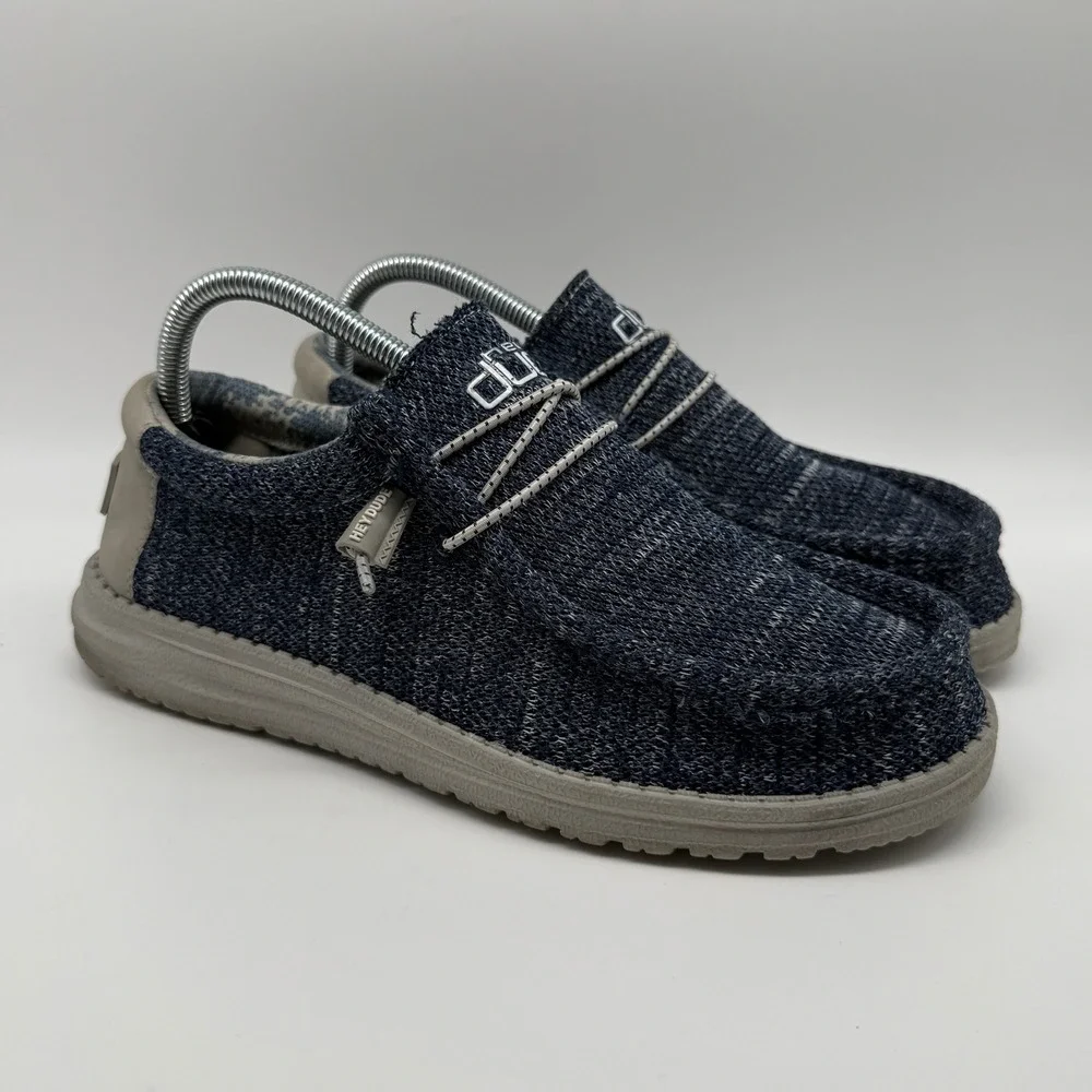 Hey Dude Wally Sox Women Size 7 Moonlit Ocean Navy Blue Knit Slip On Loafers